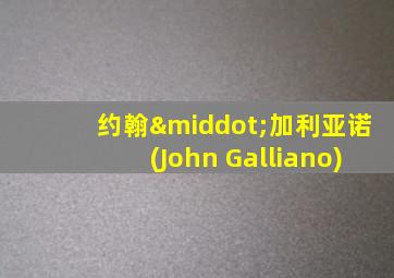 约翰·加利亚诺(John Galliano)